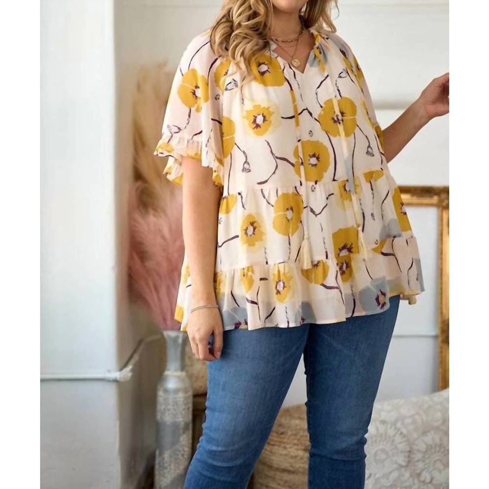 NEW HAILEY & CO calm mood tiered top in yellow